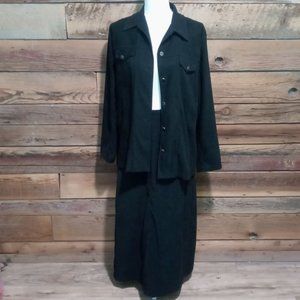Studio Works Womens Size Medium Skirt and Shacket Suede Feel Midi Length